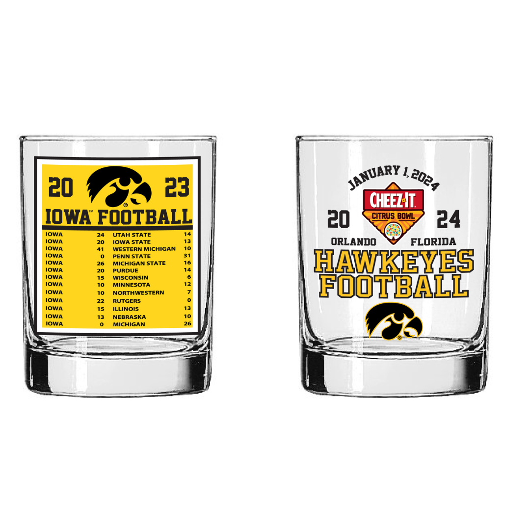 2024 Iowa Hawkeyes Citrus Bowl Rocks Glass HawkToys